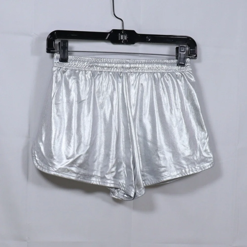 Metallic Dolphin Shorts Small Blue Silver Womens 2 Pack Rave Festival